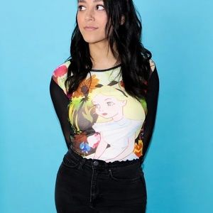 Disney Cakeworthy Alice in Wonderland Mesh crop top women’s size medium / small